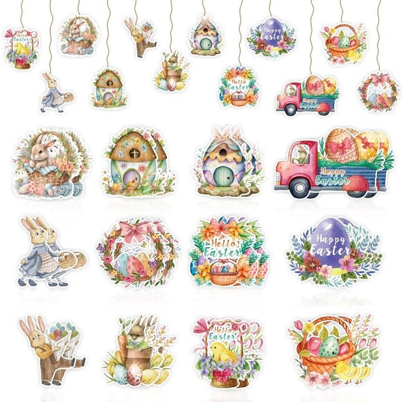 24 Pcs Spring Egg Bunny Easter Ornaments for Tree Easter Decorations Easter Tree - Picture 1 of 3